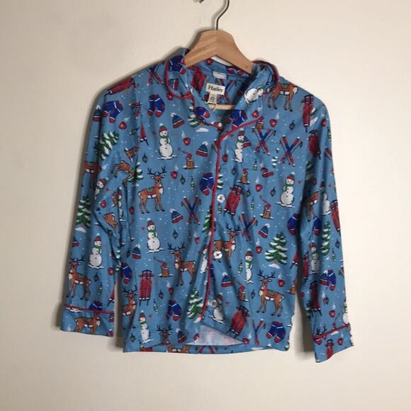 Hatley kids cozy Christmas reindeer and Christmas tree pajamas set size 10 - Picture 2 of 11